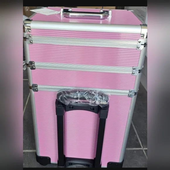 Rolling Makeup Case ExtraLarge Storage Organizer with Key Swivel Wheels Salon - Picture 12 of 12